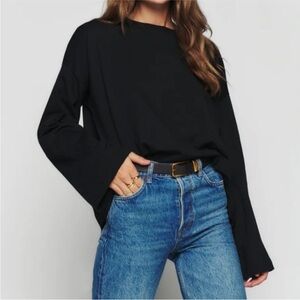 Reformation  Oversized Long Sleeve Black Tee